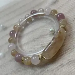 天然石 桜瑪瑙 オレンジムーンストーン ローズクォーツ ブレスレット