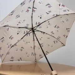 Wpc. 折りたたみ傘 花柄 ウッド調持ち手 ピンク系