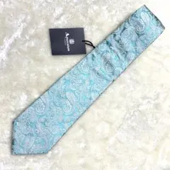 新品タグ付き✨アクアスキュータム　ペイズリー総柄　肉厚　水色　光沢感　結婚式