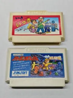 ファミコン　サンソフト２本セット　アトランチスの謎、いっき　本体のみ　取説箱無し