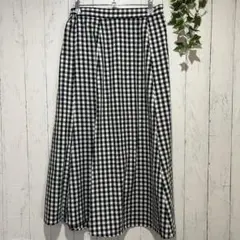 【サマンサモスモス ブルー】ギンガムチェック フレアロングスカート　Fサイズ