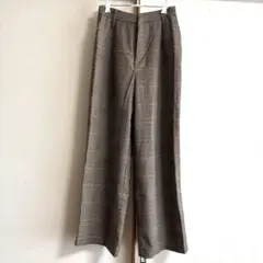 LOWRYS FARM チェック柄 ワイドパンツ Mワイドスラックス 後ろゴム