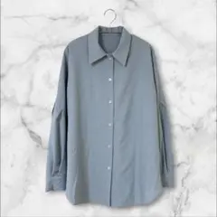 apres jour clair オーバーサイズ シャツ ブルー サックスのサムネイル
