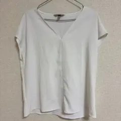 H&M Vネック 半袖ブラウス ホワイト Mのサムネイル