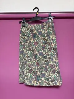 ensuite 花柄 タイトスカート スウェード ベージュ系