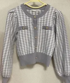 ROYAL PARTY 千鳥柄フロントボタンニットトップス