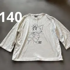 TOM&JERRY 9分袖 BIGシャツ トム＆ジェリー KIDSTシャツ白のサムネイル