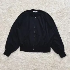 24AW 23区 【洗える】コットンリリー ニットブルゾン 44 ブラック 