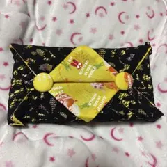 レース 黒と黄色 ボックスティッシュケース