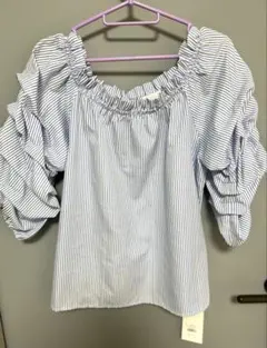 【値下げ】GYDA 新品タグ付き　オフショルストライプシャツ