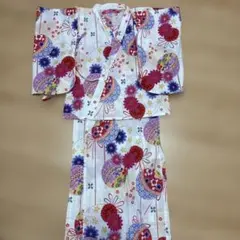 Bee 浴衣　セパレート　140cm 花柄　赤　ピンク　韓国　古典柄　兵児帯