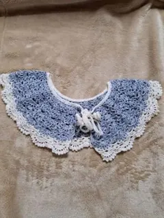 青と白のレースつけ襟