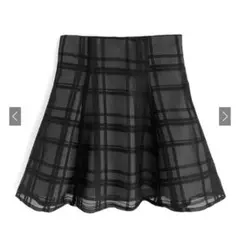インパン裏地付きチェック柄フレアミニスカート ブラック L GRL