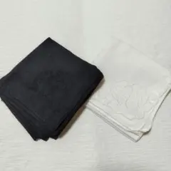 ハンカチ2枚セット 白黒 冠婚葬祭 バラ 刺繍 上品 マナー ホワイト ブラック