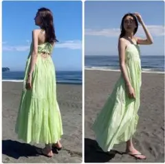 シールームリン　カットジャガードティアードワンピース　リゾートワンピース