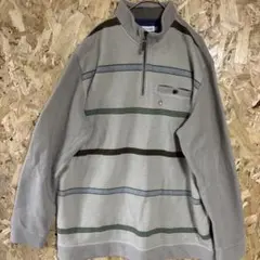 Hush Puppies トレーナー LL グレー　ストライプ襟　ファスナーのサムネイル