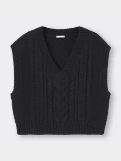 GU ブラック ベスト ニット M