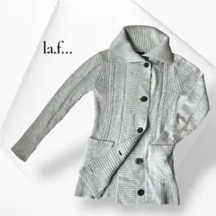 ラエフ リブ編み長袖カーディガン ウール ショールカラー 羽織り2S M グレー