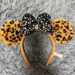 ヒョウ柄カチューシャ（ビーズリボン付き）