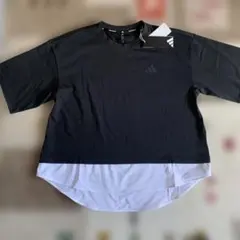 adidasレイヤード ルーズフィット半袖コットンL Tシャツ スポーツ