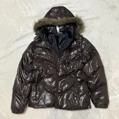 00s y2k archive 光沢 短丈 ダウンジャケット お兄系 ブラウン