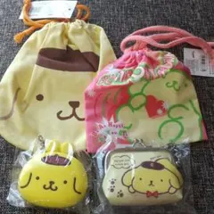 【未使用】ポムポムプリン 巾着とガマグチケースのセット（サンリオ）