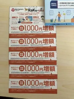 ビックカメラ　ラクウル1000円増額 クーポン 5枚