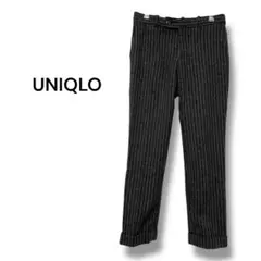 ユニクロ イネス ウール混 ストライプパンツ ウエスト61センチ 370