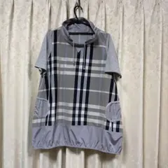 Noa-ge チェック柄 半袖チュニック グレー系