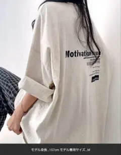 ロゴ プリント オーバーサイズ Tシャツ ライトグレー