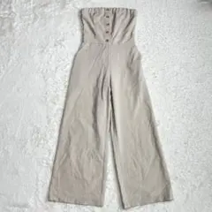 ◆エヴリス　ベアオールインワン　パンツ　ギャザー　体型カバー　ベージュ　Fのサムネイル