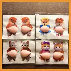 おなかぷにぷにシール　柴犬猫ネコ　お腹シール　スクイーズぷにぷに【8匹】