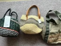 ケニア産　羊毛サイザルバッグ6インチ　持ち手レザーとフランフランカゴバッグのサムネイル