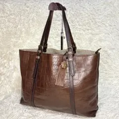Leather Jewels 3way クロコ 型押し トートバッグ　ボルドー Leather Jewels 3way クロコ 型押し トートバッグ ボルドー - メルカリ