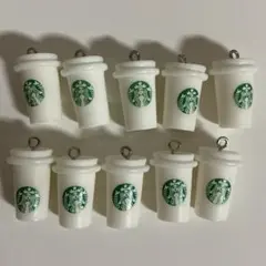 コーヒーカップチャーム 10個セット【白】