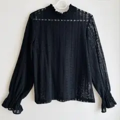 GU レースフリルT 長袖 ブラック 夏