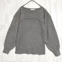 アーヴェヴェ　切り替えリブニット　グレー　S