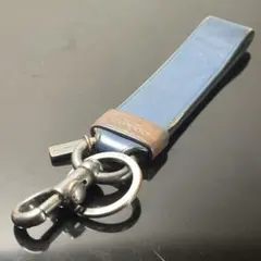 【COACH】レザー キーホルダー ストラップ｜全長18.5cm｜ブルー コーチ