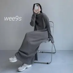 wee9s デイリー　スーパーストレッチプリーツワンピース　アッシュグレー