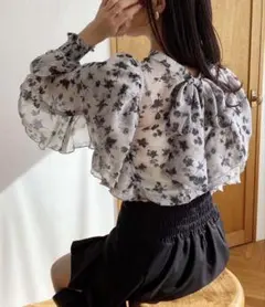 NICE CLAUPシアーリボンブラウス