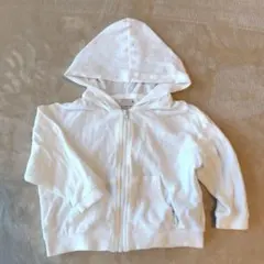 【美品】Petit main　UVカット接触冷感　ワッフルパーカー　白　80cm