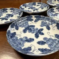 有田焼　光峰窯　ぶどう柄　平皿5枚セット