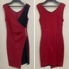 ドレス 赤 黒 ミニ丈 膝丈