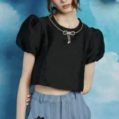 【美品】sister jane ハートジャガードクロップドトップス　リボンのサムネイル