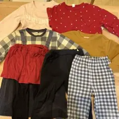 チェック柄ワンピースとトレーナーセット
