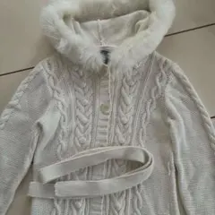 GAP ホワイト ケーブルニット カーディガン