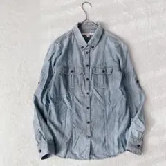 バナナリパブリック|タンガリーシャツ【4】デニムシャツ　ボタンダウン インド綿