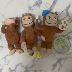【匿名配送】おさるのジョージ　ぬいぐるみキーホルダー、プチ迷路　4点セット