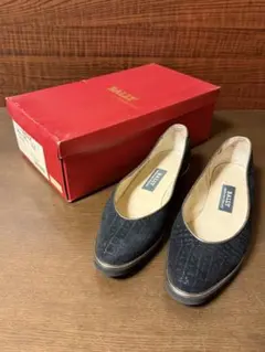 【未使用】 BALLY/バリー ネイビー フラットシューズ 箱付き 22.5
