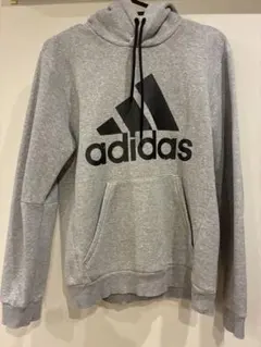 adidas グレー フード付きパーカー M